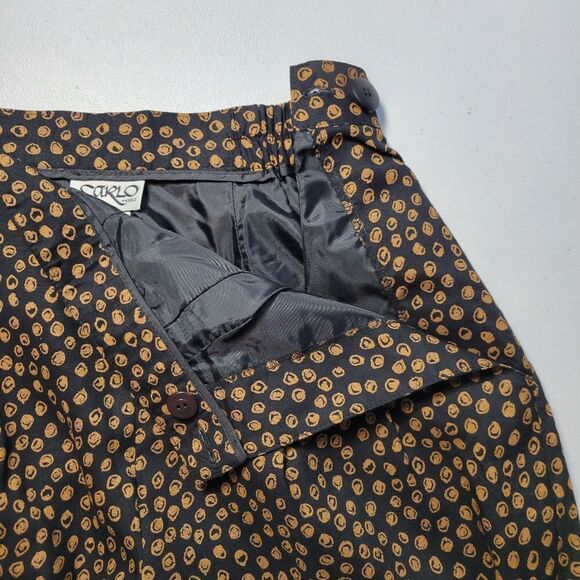 Carlo Moda Vintage Matching Set Black Gold Dot Trousers Blouse Illusion Neckline - Picture 11 of 15
